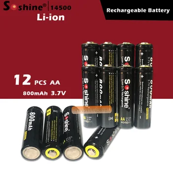 

12pcs 100% Original Soshine 14500 AA Li-ion Battery Protected 3.7V 800mAh Rechargeable Batteries with Battery Box