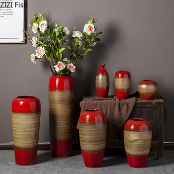Classic Ceramics Vases Large Floor Vase Flower Insert Furnishings Red Glaze Gradient Porcelain Crafts Vintage Home Decor
Classic Ceramics Vases Large Floor Vase Flower Insert Furnishings Red Glaze Gradient Porcelain Crafts Vintage Home Decor