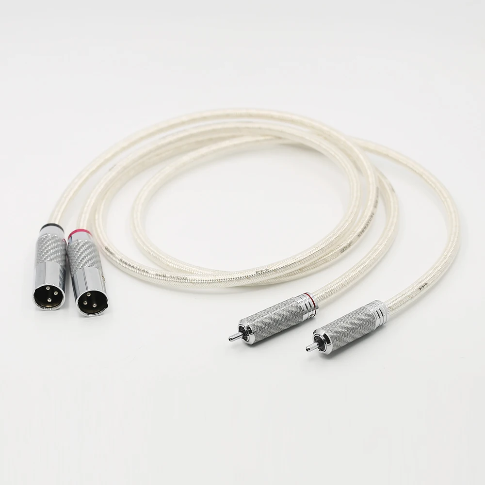 Пара посеребренный кабель OFC RCA аналоговый из углеродного волокна 2RCA в 2XLR штекер
