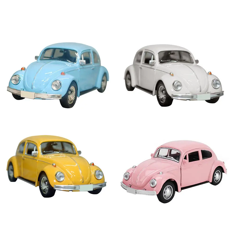 Retro Vintage Car Model Beetle Diecast Pull Back Toy For Gift Decor Cute Figurines Miniatures