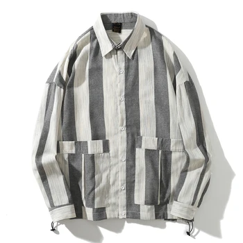 Women Mens Striped Turn-down Collar Front Pocket Longsleeve Shirts Men 2020 Student Office Style Men's Shirts Hiphop Shirt 
Women Mens Striped Turn-down Collar Front Pocket Longsleeve Shirts Men 2020 Student Office Style Men's Shirts Hiphop Shirt