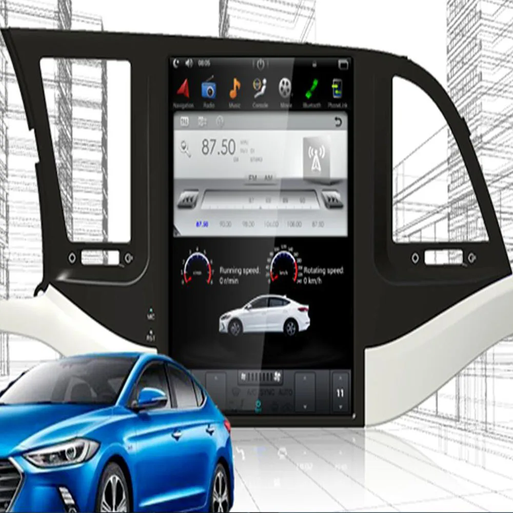 Android9.0 7 1 Tesla стиль 10 4 дюймов Автомобильный dvd-плеер GPS навигация для Hyundai ELANTRA 2016 2017