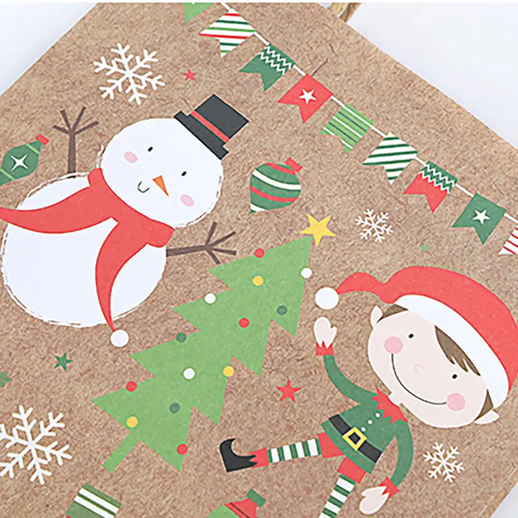 12pcs christmas gift bag paper bag packaging kraft paper bottom