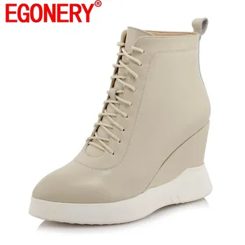 EGONERY genuine leather platform wedges ankle boots women new style round toe woman shoes ladies winter fashion leather boots 
EGONERY genuine leather platform wedges ankle boots women new style round toe woman shoes ladies winter fashion leather boots