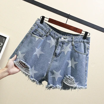 Zoki Plus Size Summer Women Denim Shorts High Waist Print Stars Ripped Jeans A Line Korean Tassel Blue Wide Leg Shorts 5XL 2020
Zoki Plus Size Summer Women Denim Shorts High Waist Print Stars Ripped Jeans A Line Korean Tassel Blue Wide Leg Shorts 5XL 2020