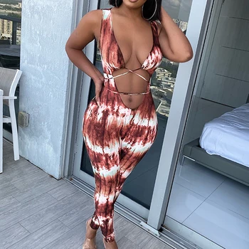 Sexy Jumpsuit For Women Strap Low-Cut Halter Rompers Womens Streetwear New Tie-Dye Print Jumpsuits Summer 2020 
Sexy Jumpsuit For Women Strap Low-Cut Halter Rompers Womens Streetwear New Tie-Dye Print Jumpsuits Summer 2020