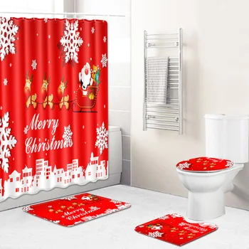 Bathroom Non-slip Waterproof 2020 Christmas Bathroom Carpet Toilet Cover Mat Washable Shower Curtain Bathroom Mat Set Hot Sale
Bathroom Non-slip Waterproof 2020 Christmas Bathroom Carpet Toilet Cover Mat Washable Shower Curtain Bathroom Mat Set Hot Sale