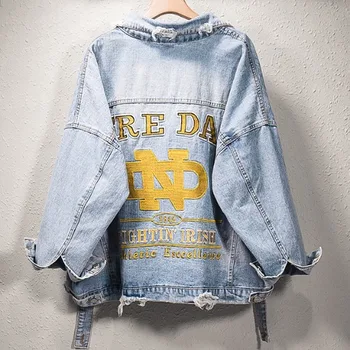 2020 Spring Auturn Letter Embroidery Denim Jackets Women Casual Loose Jeans Bomber Jacket Long Sleeve Denim Coat Plus Size
2020 Spring Auturn Letter Embroidery Denim Jackets Women Casual Loose Jeans Bomber Jacket Long Sleeve Denim Coat Plus Size