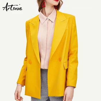 Artsnie yellow casual blazer women autumn 2019 notched long sleeve coats female streetwear double breasted winter blazers mujer
Artsnie yellow casual blazer women autumn 2019 notched long sleeve coats female streetwear double breasted winter blazers mujer