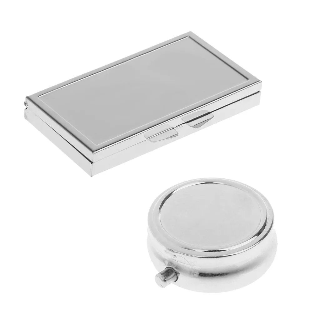 2pcs Travel Round Square Metal Pill Storage Case Box Vitamins Holder Organizer Pocket Medicine Dispenser Container 2pcs Travel Round Square Metal Pill Storage Case Box Vitamins Holder Organizer Pocket Medicine Dispenser Container