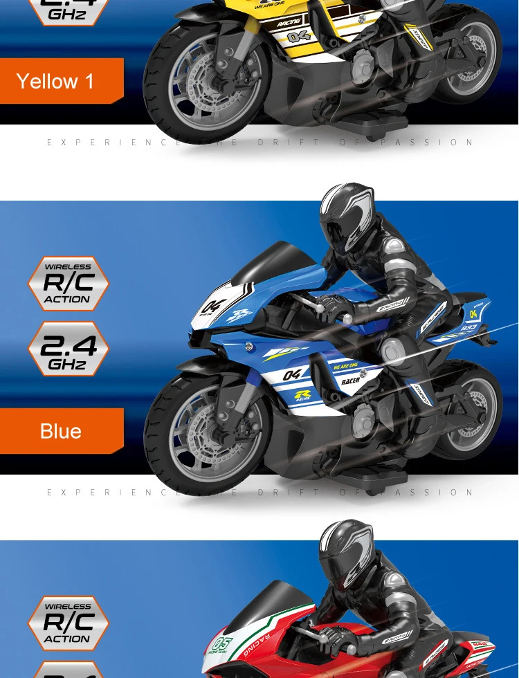 La más nueva motocicleta RC de alta velocidad de 25 KM/H de alta simulación 2,4G Control remoto motocicleta de bicicleta de deriva con motores de alta potencia La más nueva motocicleta RC de alta velocidad de 25 KM/H de alta simulación 2,4G Control remoto motocicleta de bicicleta de deriva con motores de alta potencia