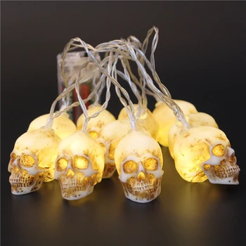 1.6m 10pcs Fairy String Lights Garland Decorative Skull LED Party Holiday Lamp Vintage Cover Bulb Guard Lamp Pendant 
1.6m 10pcs Fairy String Lights Garland Decorative Skull LED Party Holiday Lamp Vintage Cover Bulb Guard Lamp Pendant