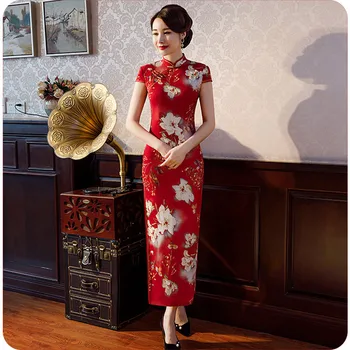 Chinese Traditional Women Print Flower Gown Mandarin Collar Short Sleeve Long Qipao Sexy Cheongsam Large Size 3XL Dress
Chinese Traditional Women Print Flower Gown Mandarin Collar Short Sleeve Long Qipao Sexy Cheongsam Large Size 3XL Dress