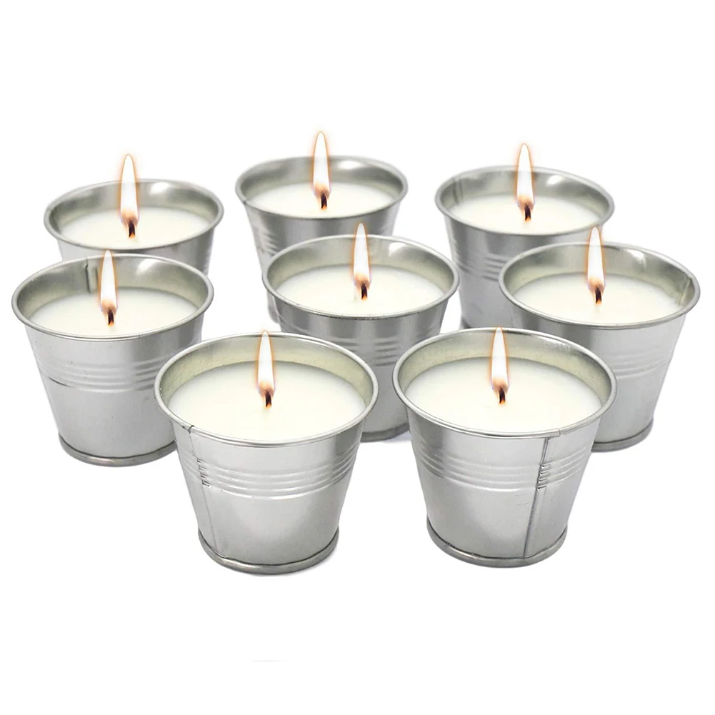 Generic 8PCS Wax Bucket Candles Citronella Scented Candles Portable