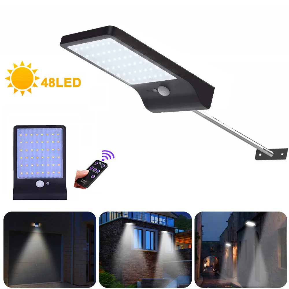 48 LED Solar PIR Motion Sensor Wall Light Outdoor Waterproof 3 Modes 3.7V/2000mAh Waterproof For Path Garage Garden Street Light
48 LED Solar PIR Motion Sensor Wall Light Outdoor Waterproof 3 Modes 3.7V/2000mAh Waterproof For Path Garage Garden Street Light