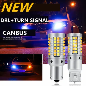2 pieces Led Bulbs Car DRL Daytime Running Light Turn Signals White yellow Lamp T20 7440 WY21W For Toyota Avensis T27 2009-2014