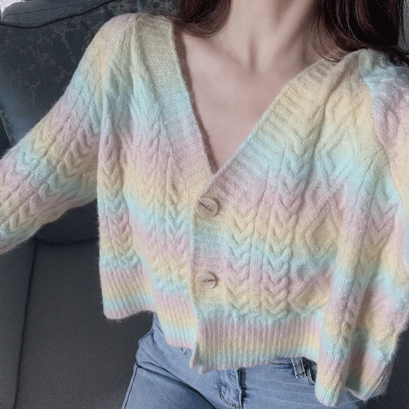 rainbow cropped sweater