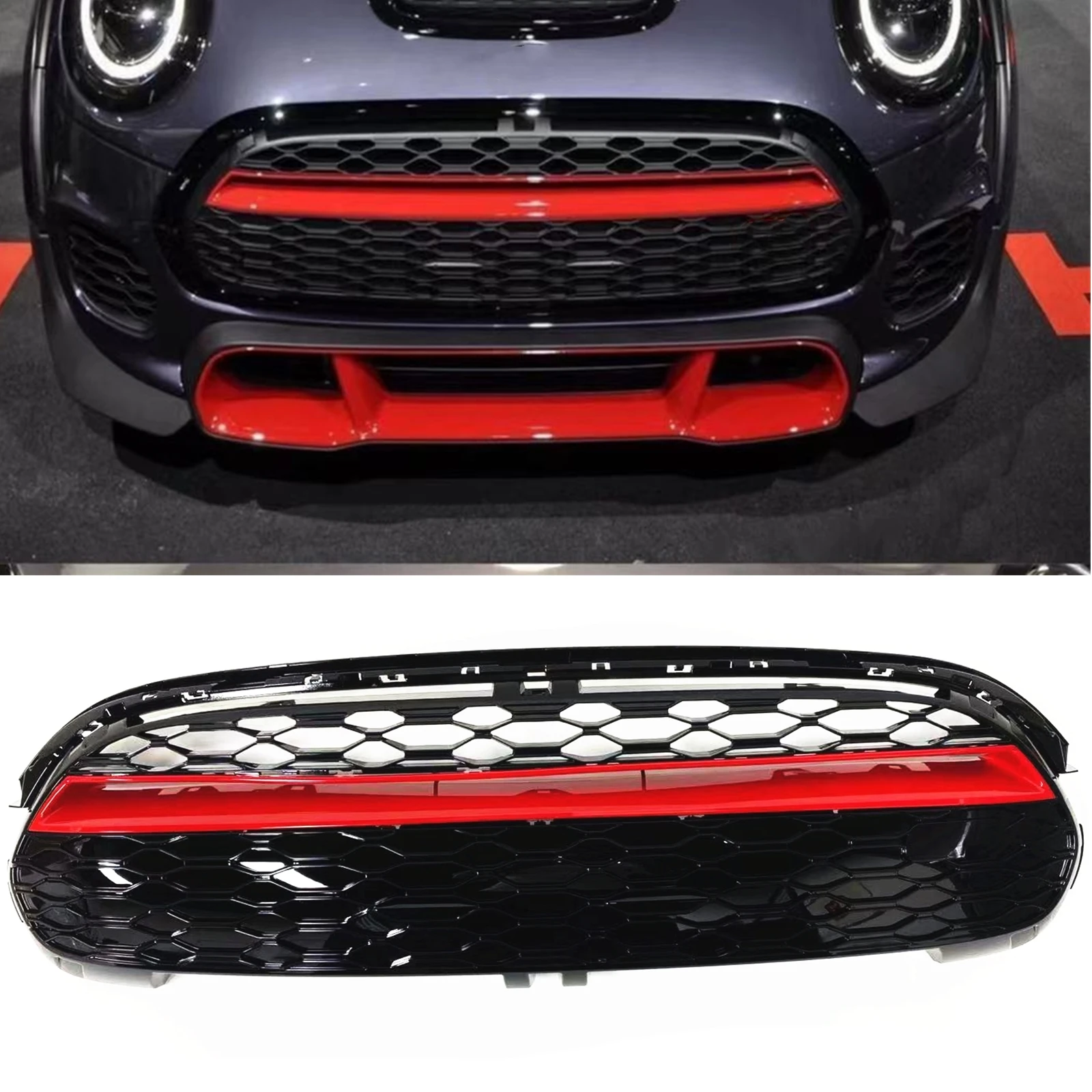 

Front Grille Racing Grills For BMW MINI COOPER F55 2015 2016 2017 2018 2019 2020 F56 2014-2020 F57 Upper Bumper Hood Mesh Grid