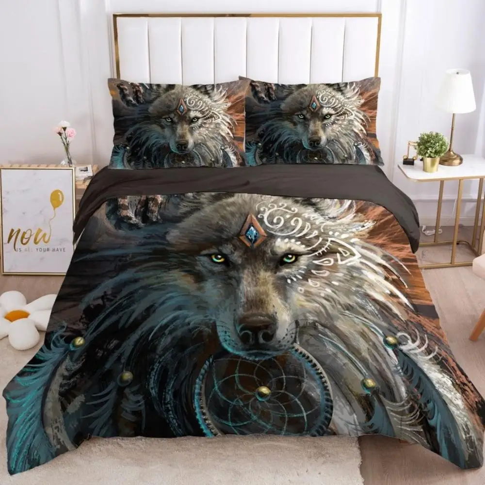 Комплект постельного белья волк воин Ловец снов для взрослых детей мальчиков