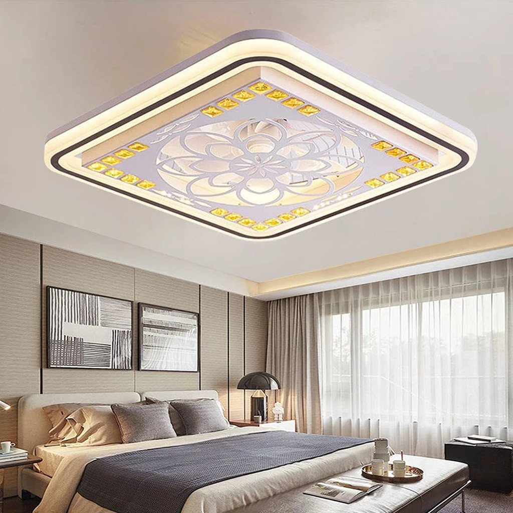LED Silent Ceiling Fan Light with Lamp and Remote Control Dimmable Chandelier Invisible Fans Children's Room Bedroom Lighting LED Silent Ceiling Fan Light with Lamp and Remote Control Dimmable Chandelier Invisible Fans Children's Room Bedroom Lighting