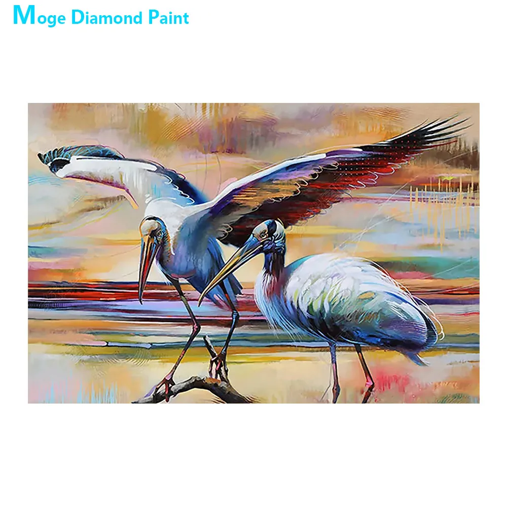 Животное цапля алмазная живопись Птица абстрактное масло круглая полная дрель