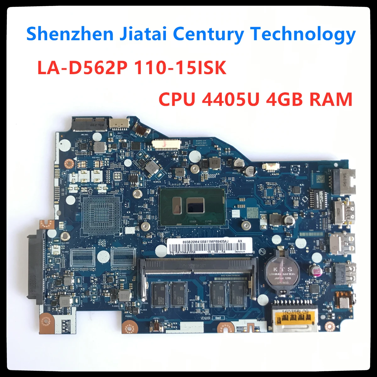 LA-D562P Laotop motherboard para Lenovo Ideapad 110-15ISK mainboard original 4G-RAM 4405U Pentium CPU 100% tested ok
LA-D562P Laotop motherboard para Lenovo Ideapad 110-15ISK mainboard original 4G-RAM 4405U Pentium CPU 100% tested ok