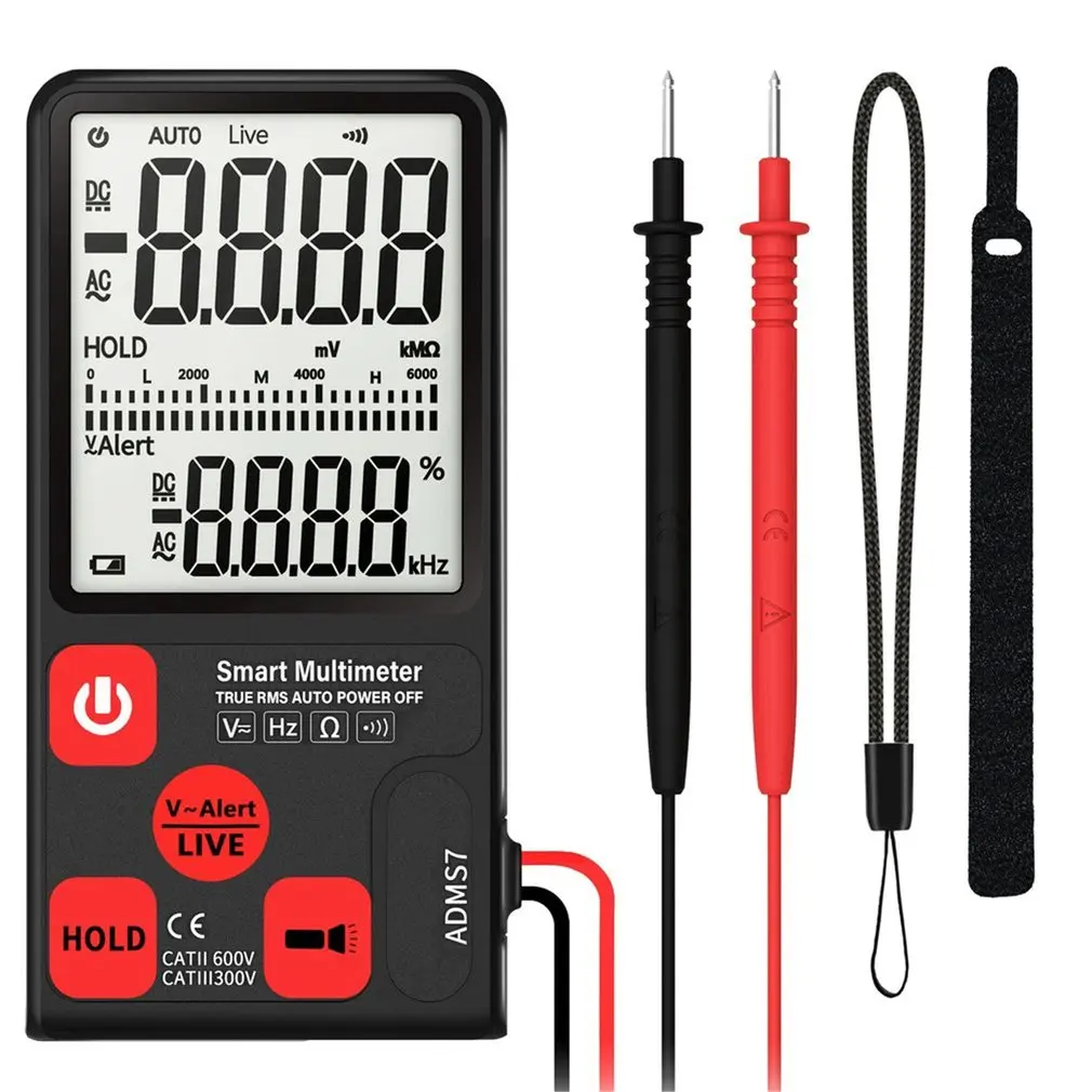 ADMS7 Ultra-Portable Digital Multimeter Large 3.5inch LCD 3-Line Display Voltmeter AC/DC Voltage Resistance Ohm Tester
ADMS7 Ultra-Portable Digital Multimeter Large 3.5inch LCD 3-Line Display Voltmeter AC/DC Voltage Resistance Ohm Tester