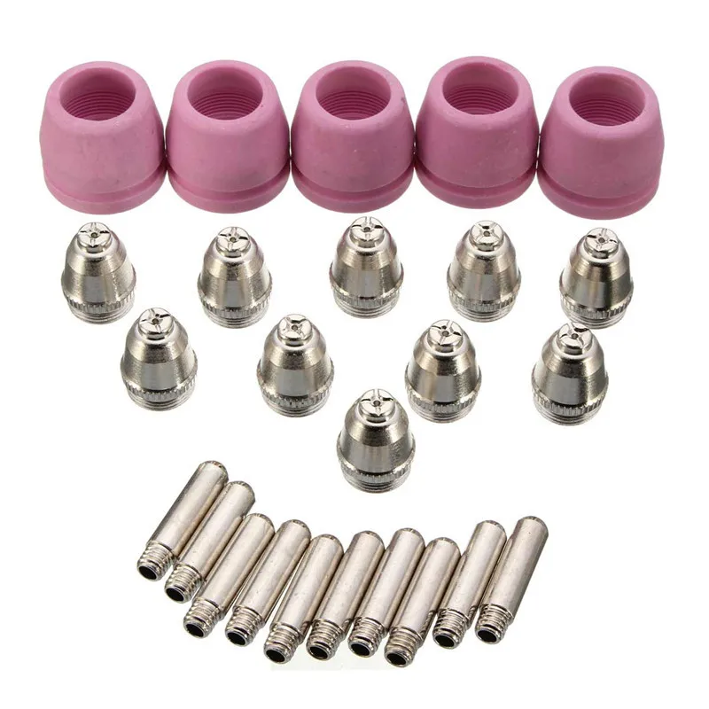 25Pcs Sg-55 Ag-60 Plasma Cutter Torch Consumables Kit Tips 40/50/60 Torch Electrodes Ceramic Shield Cups
25Pcs Sg-55 Ag-60 Plasma Cutter Torch Consumables Kit Tips 40/50/60 Torch Electrodes Ceramic Shield Cups