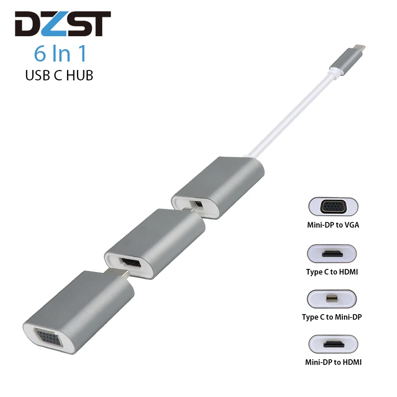 DZLST USB C HUB HD 4K 60Hz TYPE C TO DP TO HDMI TO VGA HUB Three Stage Split Type C HUB For TV Laptop PS4 Projector Smart Phone
DZLST USB C HUB HD 4K 60Hz TYPE C TO DP TO HDMI TO VGA HUB Three Stage Split Type C HUB For TV Laptop PS4 Projector Smart Phone