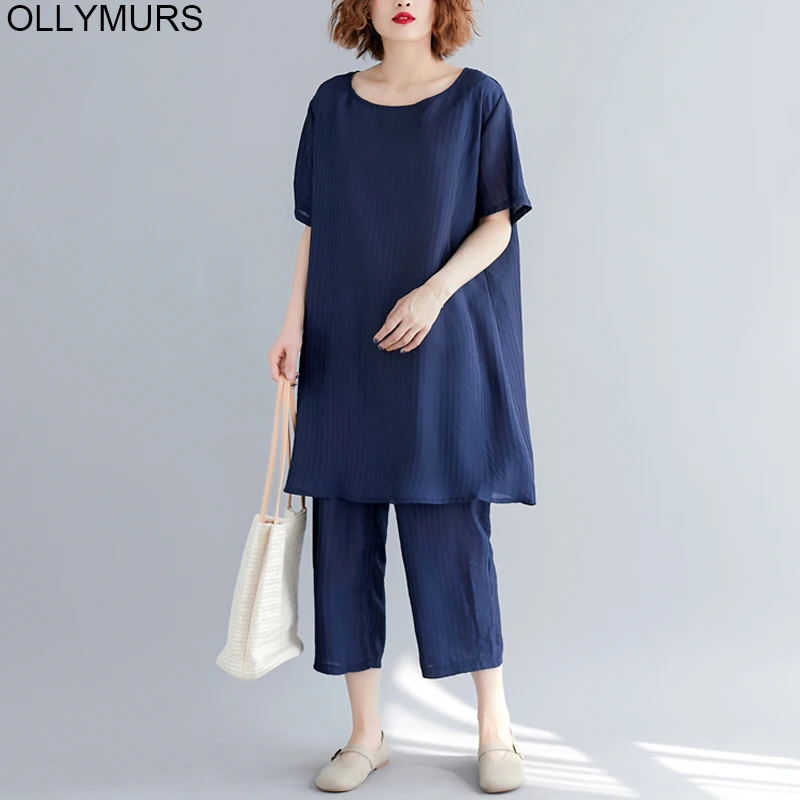 Plus Size Women Sets New Arrival 2020 Summer Vintage Basic Lady Top Shirt Loose Casual Long Pants Set Suit Solid Striped Clothes
Plus Size Women Sets New Arrival 2020 Summer Vintage Basic Lady Top Shirt Loose Casual Long Pants Set Suit Solid Striped Clothes