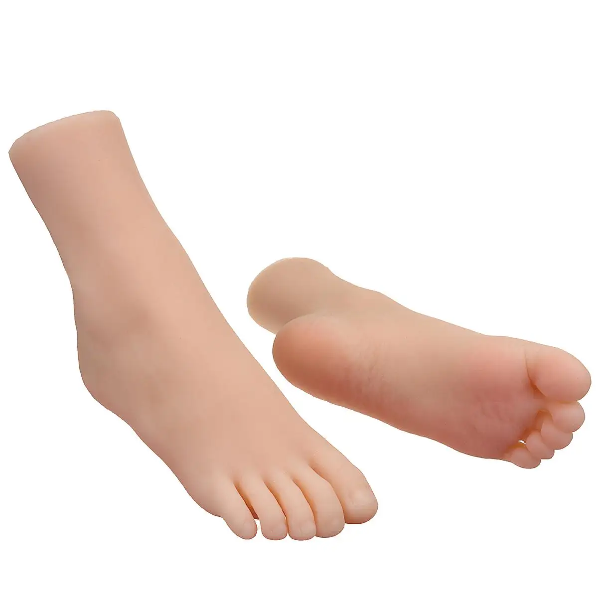 pair Silicon simulation child foot model Reality reverse mould shoe sock display 