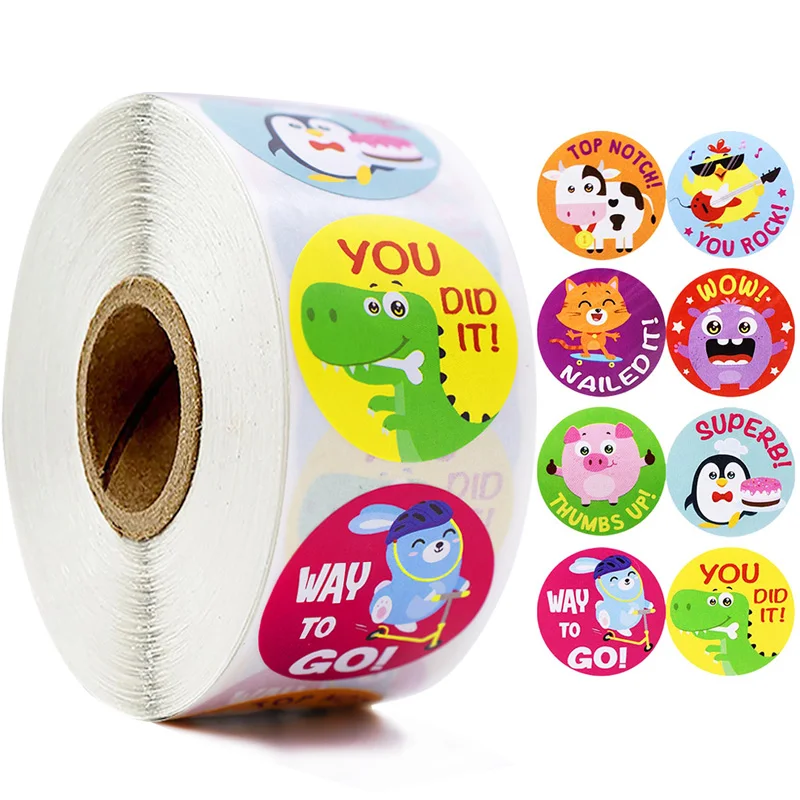 Cartoon Animals Stickers Cute Words Reward Stickers for Teacher Encourage Student 1'' 500pcs/roll Round Reward Sticker for Kid
Cartoon Animals Stickers Cute Words Reward Stickers for Teacher Encourage Student 1'' 500pcs/roll Round Reward Sticker for Kid