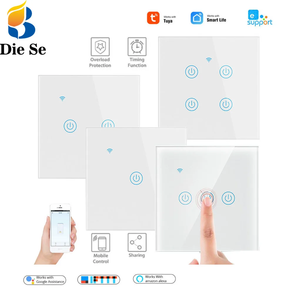 WiFi Smart Lighting Switch Glass Panel Touch Switch Compatible with Tuya App, Work with Alexa , Google Home Smart Wall Switch
WiFi Smart Lighting Switch Glass Panel Touch Switch Compatible with Tuya App, Work with Alexa , Google Home Smart Wall Switch