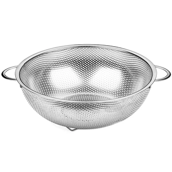 Stainless Steel Micro-Perforated Colander Kitchen Strainer Sieve with Handle -Pasta, Rice, Fruit, Vegetable Drainer 
Stainless Steel Micro-Perforated Colander Kitchen Strainer Sieve with Handle -Pasta, Rice, Fruit, Vegetable Drainer