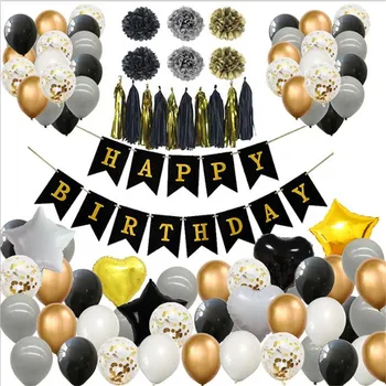 Gold Black Balloon Birthday Party Decorations Foil Fringe Door Curtains Gold confetti balloons with Metallic fringes 
Gold Black Balloon Birthday Party Decorations Foil Fringe Door Curtains Gold confetti balloons with Metallic fringes