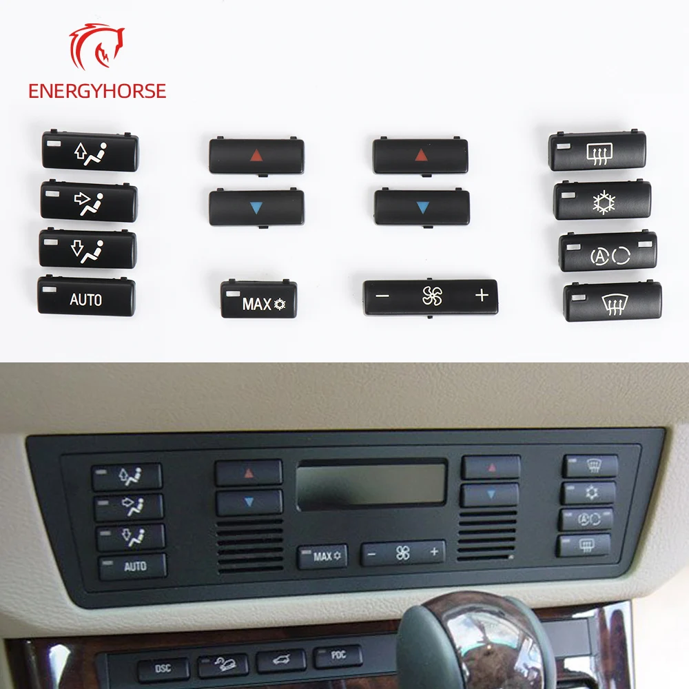 

For BMW E39 E53 Car Center Console Climate A/C Control Panel Switch Buttons Cover Caps Key Replacement For BMW 5 Series X5