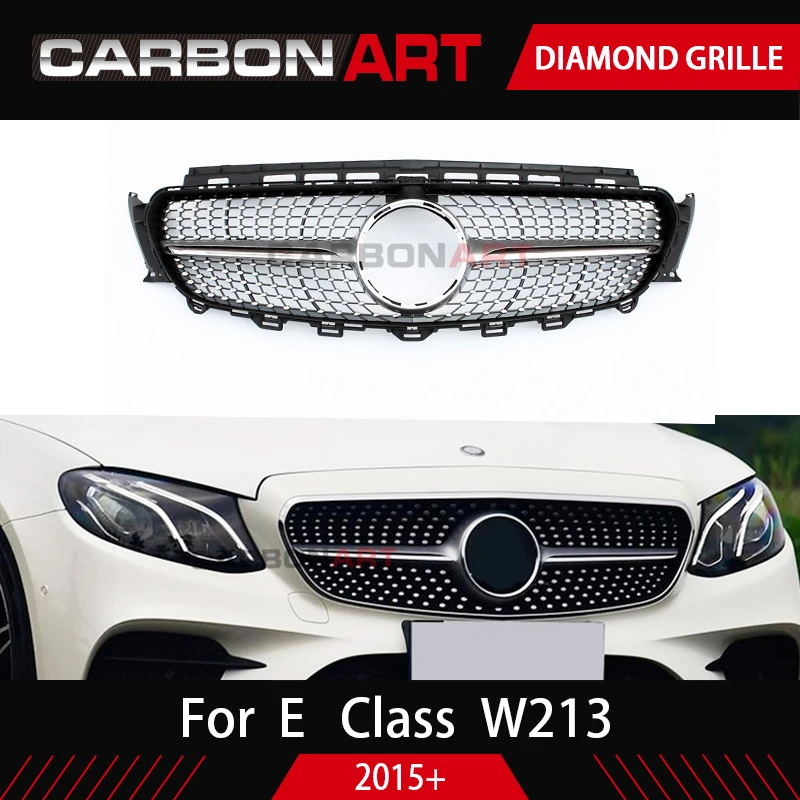 Новый benz E Class W213 решетка E43 Алмазный гриль черный серебристый сменный с