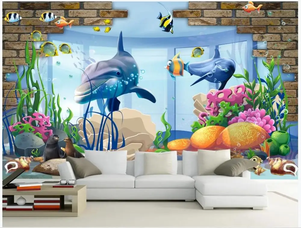 Custom photo wallpaper 3d mural wallpaper for walls 3 d Brick wall fantasy underwater World 3D dolphin background wall painting
Custom photo wallpaper 3d mural wallpaper for walls 3 d Brick wall fantasy underwater World 3D dolphin background wall painting