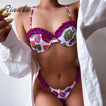 Rinabe New Push Up Bikini Female Ruffle Floral Swimsuit Women Bandeau Swiwmear Print Biquini Bandeau Bikini Set Banthing Suit
Rinabe New Push Up Bikini Female Ruffle Floral Swimsuit Women Bandeau Swiwmear Print Biquini Bandeau Bikini Set Banthing Suit