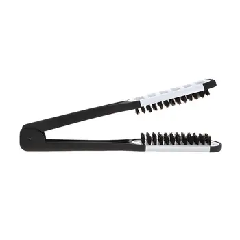 

Multifunctional Bristle Splint Comb Straightener Straight Hairdressing Bristle Hair Straightening Brush Double Clamp Comb