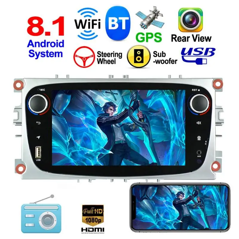4 x 45W 7 inch Android 8.1 Car Stereo GPS Navigation Bluetooth WiFi USB Radio Receiver Build in 16G Flash Memory for Music
4 x 45W 7 inch Android 8.1 Car Stereo GPS Navigation Bluetooth WiFi USB Radio Receiver Build in 16G Flash Memory for Music