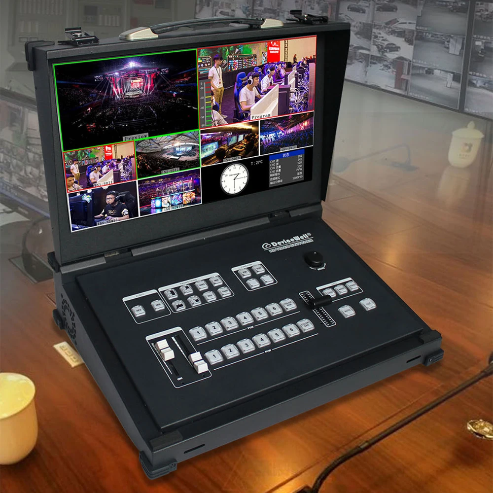 Devicewell HDS9106 9106 Video switcher with monitor 6 Channel Guide 4 SDI+2 HDMI Switcher For New Media Live Broadcasts Screen
Devicewell HDS9106 9106 Video switcher with monitor 6 Channel Guide 4 SDI+2 HDMI Switcher For New Media Live Broadcasts Screen