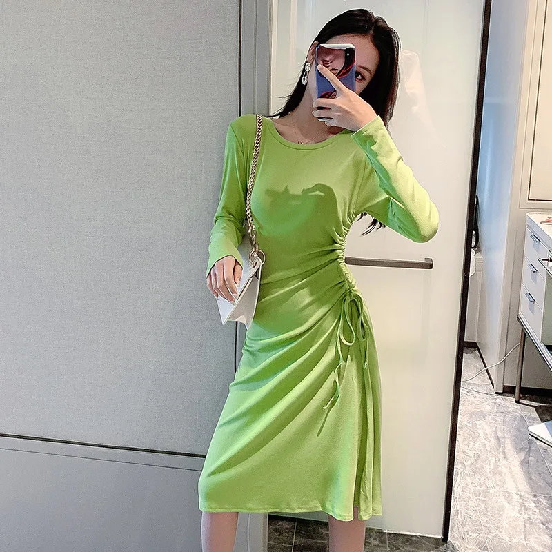 Avocado Green Long-sleeved Dress Women's 2019 Autumn New Style Side Edge Drawstring Elegant Waist Hugging Slimming One-step Skir
Avocado Green Long-sleeved Dress Women's 2019 Autumn New Style Side Edge Drawstring Elegant Waist Hugging Slimming One-step Skir