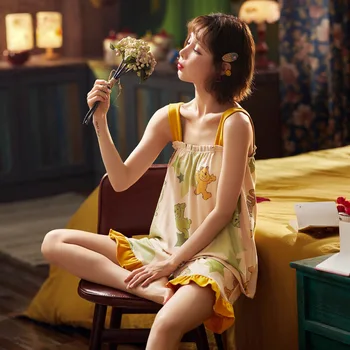 2020 New Summer Women Pajamas Sets Cute Print Sleeveless Tops + Shorts Pyjamas Nighties Girl Sleepwear Sling Cotton Homewear
2020 New Summer Women Pajamas Sets Cute Print Sleeveless Tops + Shorts Pyjamas Nighties Girl Sleepwear Sling Cotton Homewear