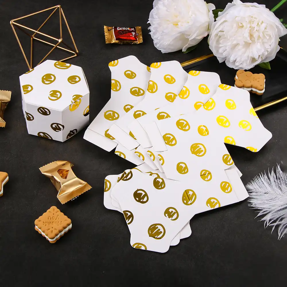 golden stripe dots gift box bronzing candy box baking package