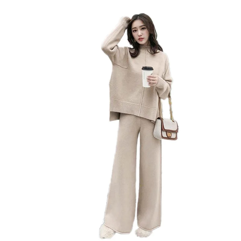 2 Pieces Set Women Knitted Tracksuit O Neck Sweater + Wide Leg Pants Pullover Suit Outwear Autumn Winter Soft Warm Clothing
2 Pieces Set Women Knitted Tracksuit O Neck Sweater + Wide Leg Pants Pullover Suit Outwear Autumn Winter Soft Warm Clothing