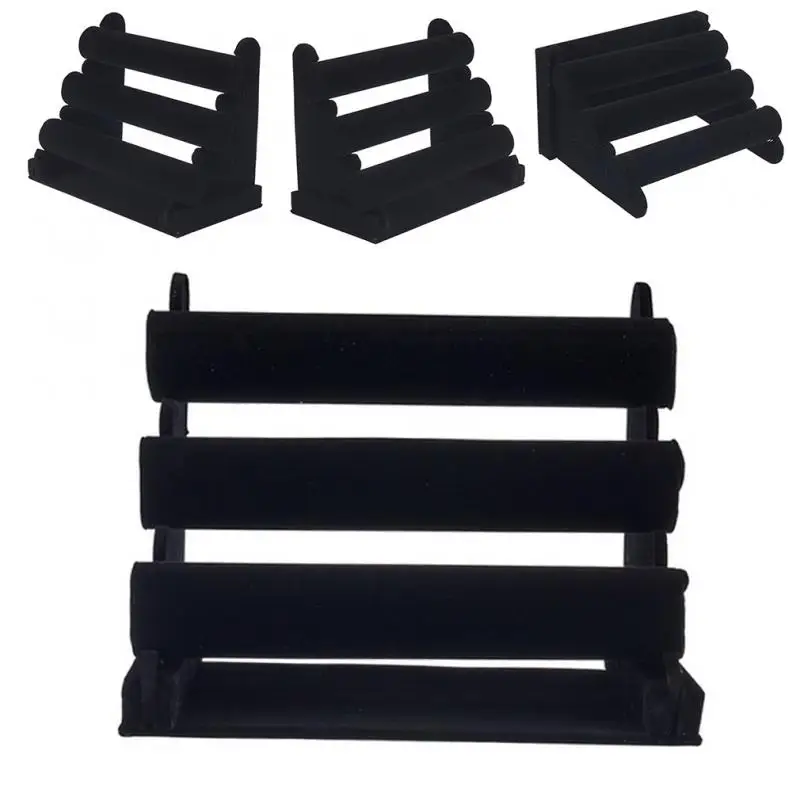 Three-layer black velvet display stand simple multilayer bracelet necklace earring display stand jewelry showing holder
Three-layer black velvet display stand simple multilayer bracelet necklace earring display stand jewelry showing holder