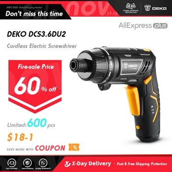 DEKO DCS3.6DU2 Cordless Electric Screwdriver DIY Household Rechargeable battery Screwdriver with Twistable Handle with LED Light
DEKO DCS3.6DU2 Cordless Electric Screwdriver DIY Household Rechargeable battery Screwdriver with Twistable Handle with LED Light