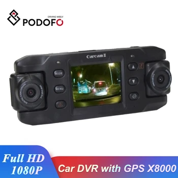 

Podofo dvr Dual Lens Dash Cam Car DVR with GPS X8000 Video Recorder Camcorder Full HD 1080P Registrator dashcam Auto DVRs