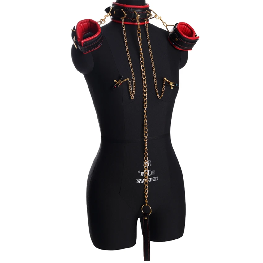 Women Lingerie Sexy Collar Handcuffs Wrist Tied Hand Nipple Clip Sex Toys Bondage for Couples Set Adult Erotic Rope Handcuffs Women Lingerie Sexy Collar Handcuffs Wrist Tied Hand Nipple Clip Sex Toys Bondage for Couples Set Adult Erotic Rope Handcuffs